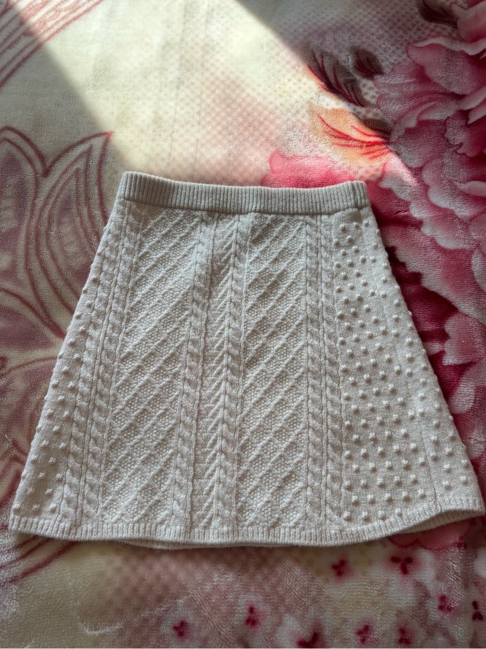 Zara Cream Cable & Bobble Knit Mini Skirt - Picture 2 of 4